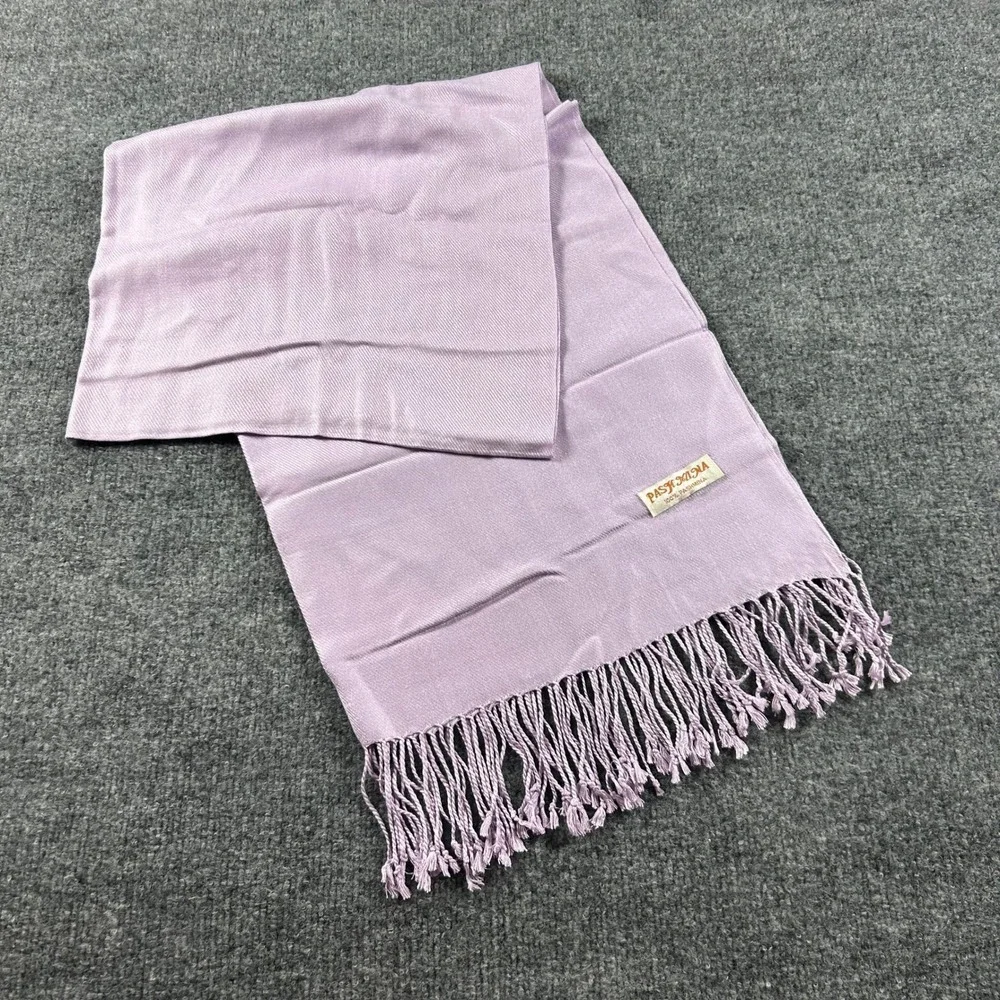 Light Purple Pashmina Shawl Wrap Scarf with Fringe Lilac Solid Twill Wrap